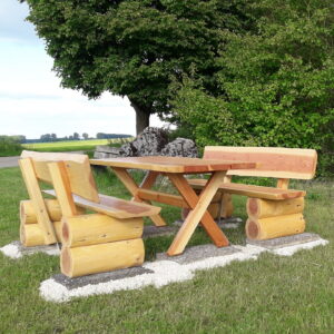 Schicker Holztisch mit Bänken für den Außenbereich (Douglasie)